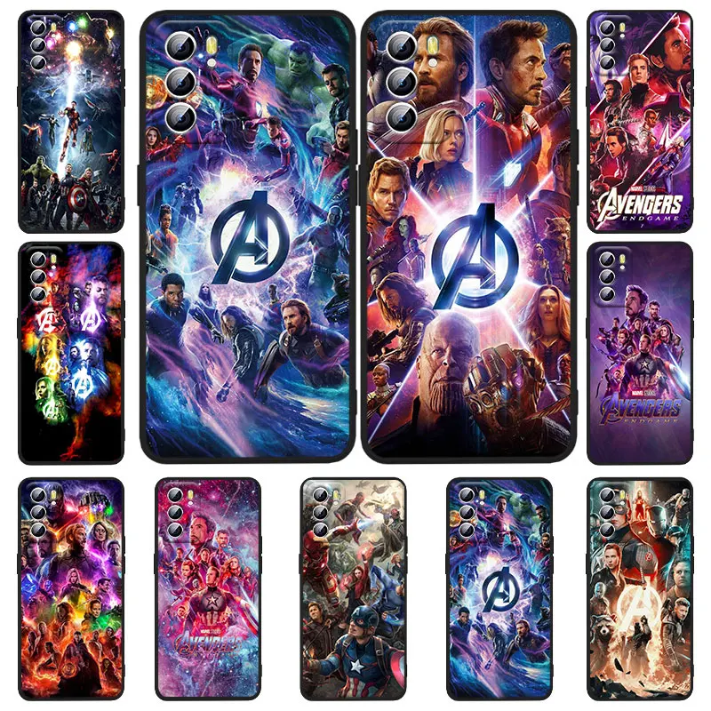 

Marvel Avengers Heroes Phone Case For OPPO Realme 5 6i 6s 7 7i(Global) 8 8i Pro 5G Realme Narzo 50A Narzo 50i Black Soft Capa