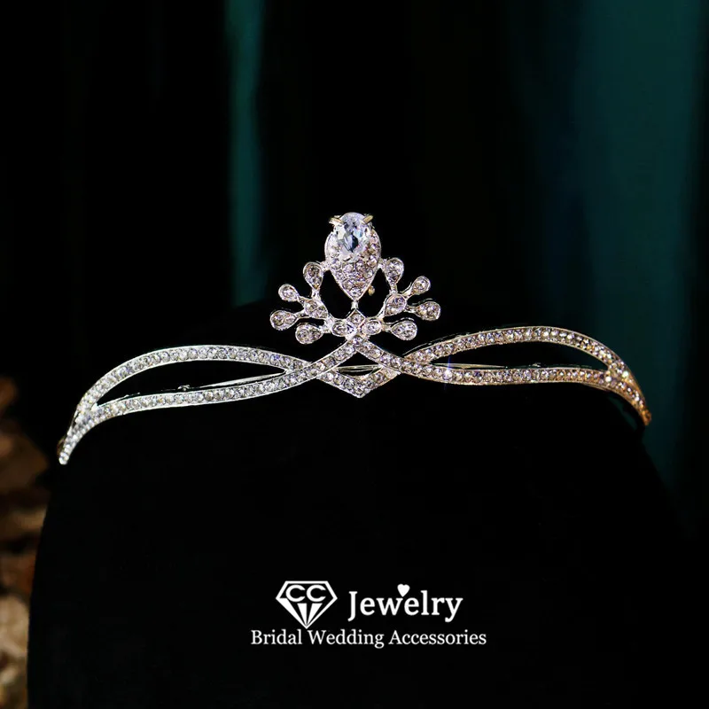 Блестящая Корона CC, Женские аксессуары, свадебная одежда для волос, повязки на голову, обручальные украшения для волос в форме капли воды, тиара в подарок HS177