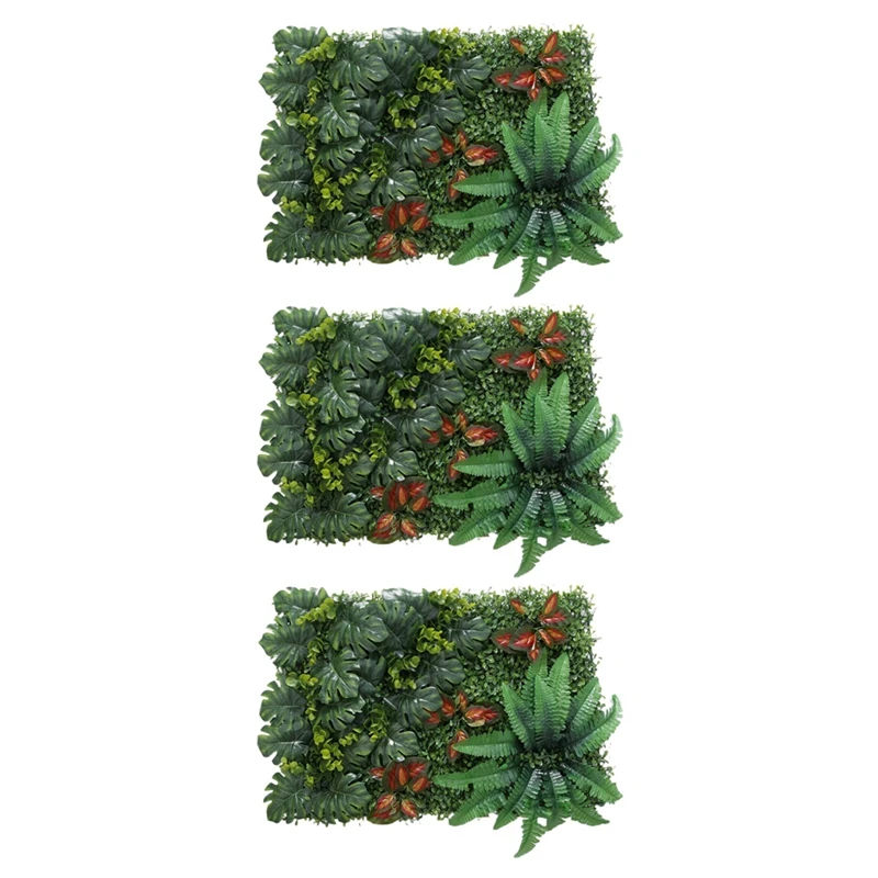 

3X Artificial Grass DIY Miniature Lawn, Garden Ornament, Red Leaves
