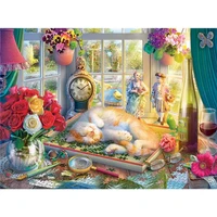 gatyztory 40x50cm diy frame painting by numbers kits sleeping cat animals pictures by numbers on canvas animals home decoration