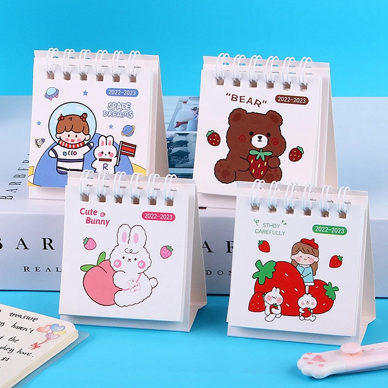 

Cute Bunny Bear 2023 Mini Desk Calendar Paper Memo Calendar Table Daily Weekly Scheduler Planner Agenda Office Stationery Gift