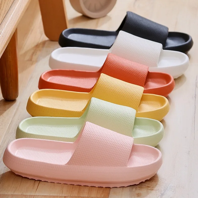 

Thick Platform Bathroom Home Slippers Cloud Slippers Women Soft Sole EVA Indoor Slides Sandals 2022 Summer Non-slip Flip Flops