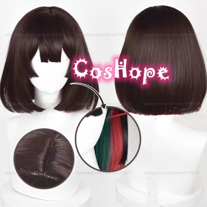 

Honkai Star Rail Xue Yi Cosplay Wig 32cm Short Dark Brown Cyan Red Wig Cosplay Anime Cosplay Wigs Heat Resistant Synthetic Wig