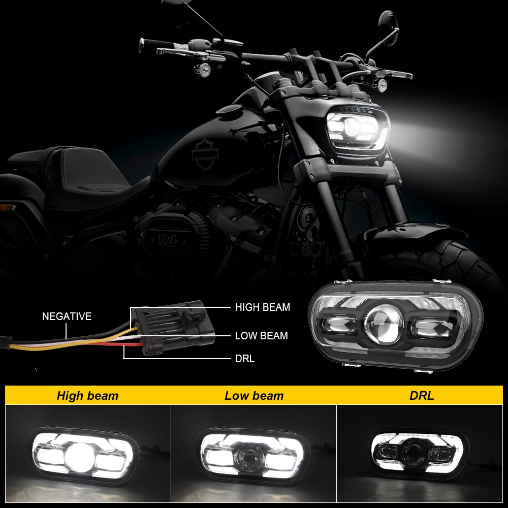 Фото Светодиодная фара 65 Вт для Fat Bob 2008-2019 квадратные фары Loyo Lights Hight Beamcustom №3
