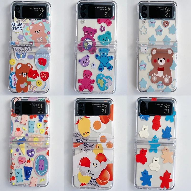 

Suitable for Samsung Z Flip 3 / Z Flip 4 Folding Screen Mobile Phone Case Cartoon Painting Cute Anti-fall Cover