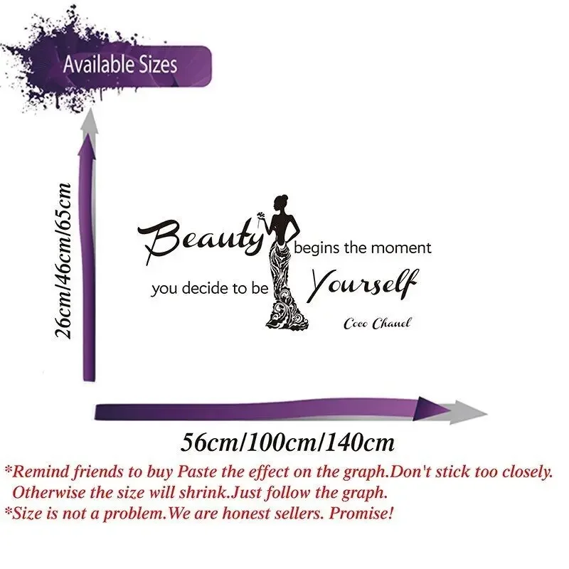 Современная Красота начинает момент Настенная Наклейка гостиная спа волос