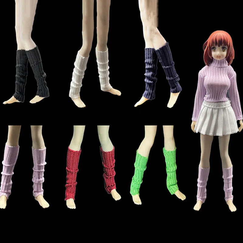 1/12 Girls Leg Warmers Knitted Socks Women Length Boots Cover Jk Uniform Knee Pad Model for 6in Action Figure Body