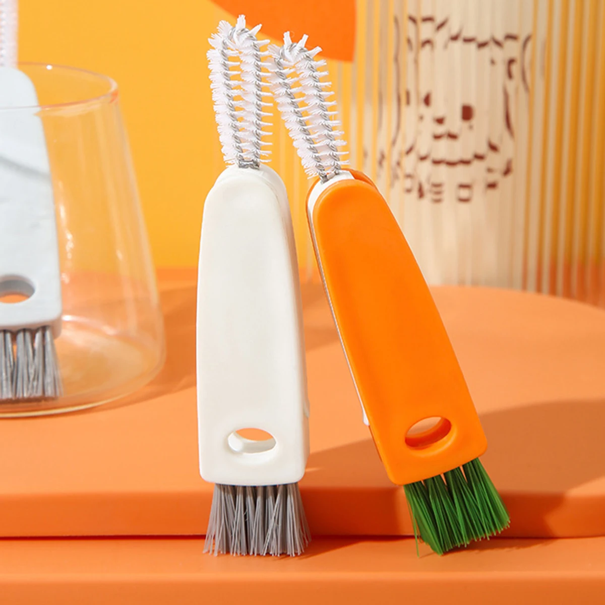 

3-in-1 Bottle Lid Cleaner Brush Multipurpose Lid Cleaner with 180° Rotary Cleaning Head Cleaning Brush for Cups Kettles Teapot