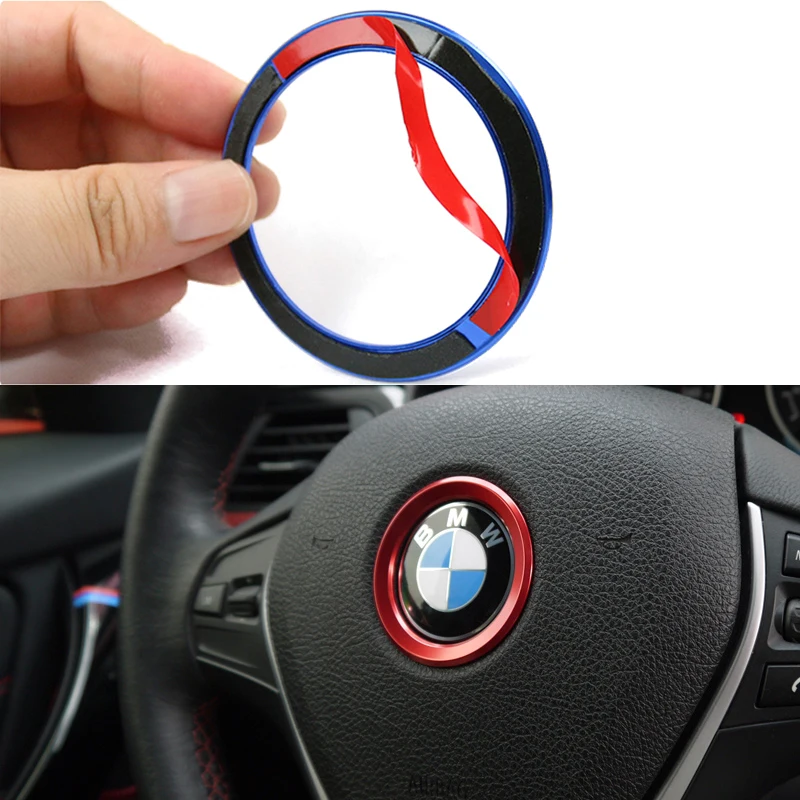 Алюминиевые наклейки для BMW X1 X3 X5 X6 E36 E39 E46 E30 E60 E90 E92 F30 F35, декоративные круглые кольца, наклейки на рулевое колесо