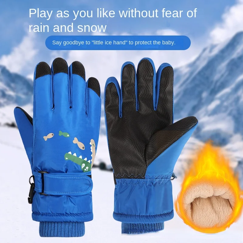 

Новые модные детские зимние теплые перчатки для снега для мальчиков и девочек лыжные ветрозащитные водонепроницаемые плотные перчатки теп...