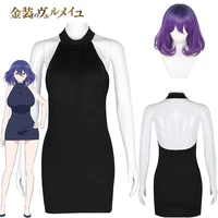 kinsou no vermeil anime cosplay black dress purple gradient wig vermeil in gold devil goldfilled alto women cosplay costume