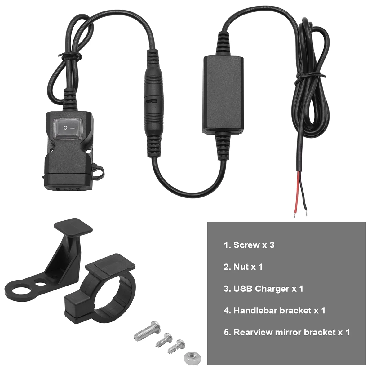 

1 Pc Motorcycle USB Handlebar Dual Ports 3.1A for Tricycle Scooter Motorcycle ATV