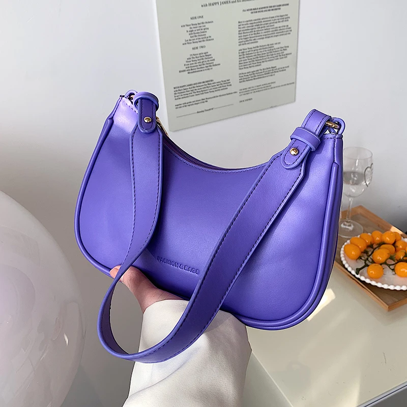 

Cute Solid Color Small PU Leather Shoulder Bags for Women 2022 Summer Simple Fashion Handbags and Purses Ladies Underarm Totes