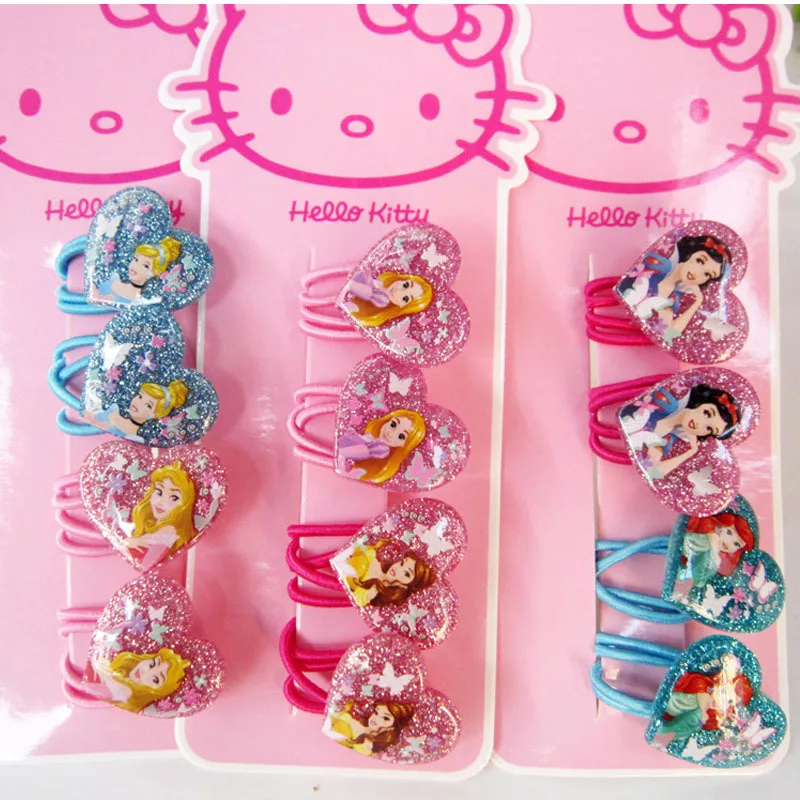 

4pcs Disney cartoon children hair clip Frozen Elsa head rope girl birthday gift doll accessories headwear cosmetic rubber band