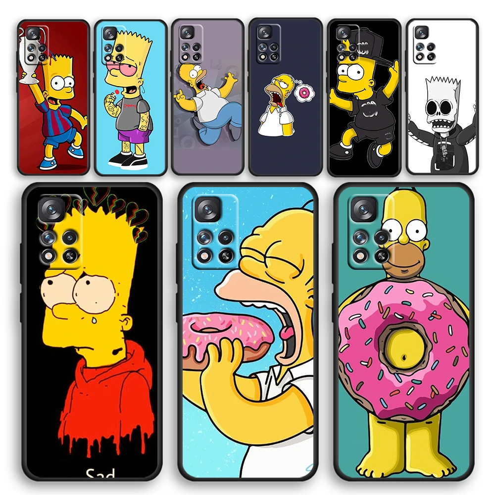 

The Simpsons cute funny Black Phone Case For Xiaomi Redmi Note 12 11E 11S 11 11T 10 10S 9 9T 9S 8T 8 Pro Plus 5G Cover