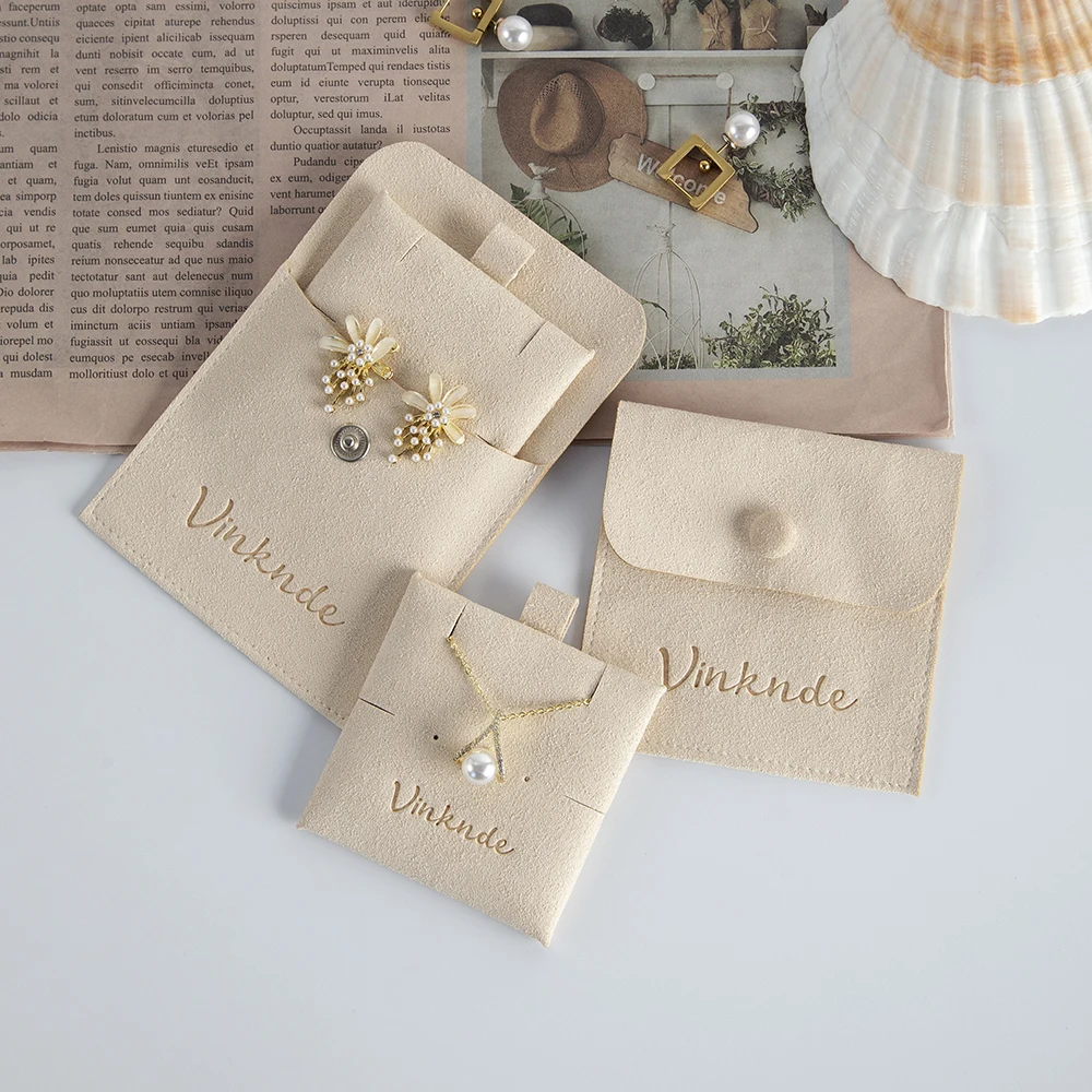 Luxury Personalized Jewelry Gift Bags With Holder Custom Logo Suede Microfiber Jewellery Packaging Pouch With Insert Cards Pads