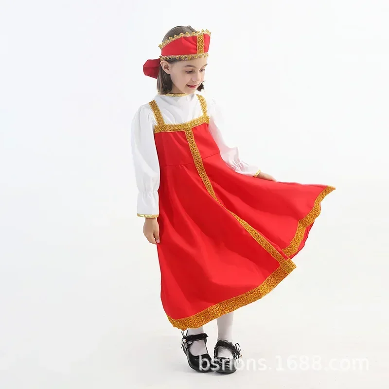 Детское платье для косплея в национальном стиле девочек с золотой границей