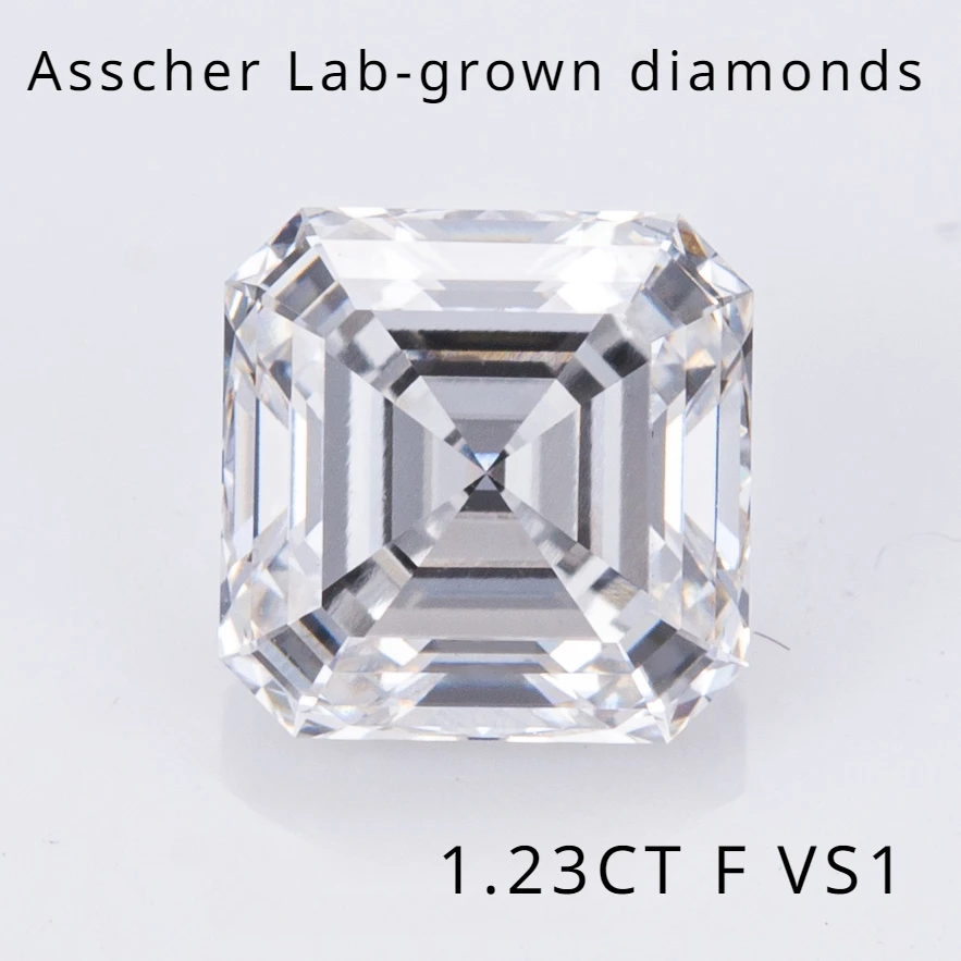 YanYao ювелирные изделия Asscher Cut 1.23CT F VS1 вырезать лабораторные выросшие бриллианты