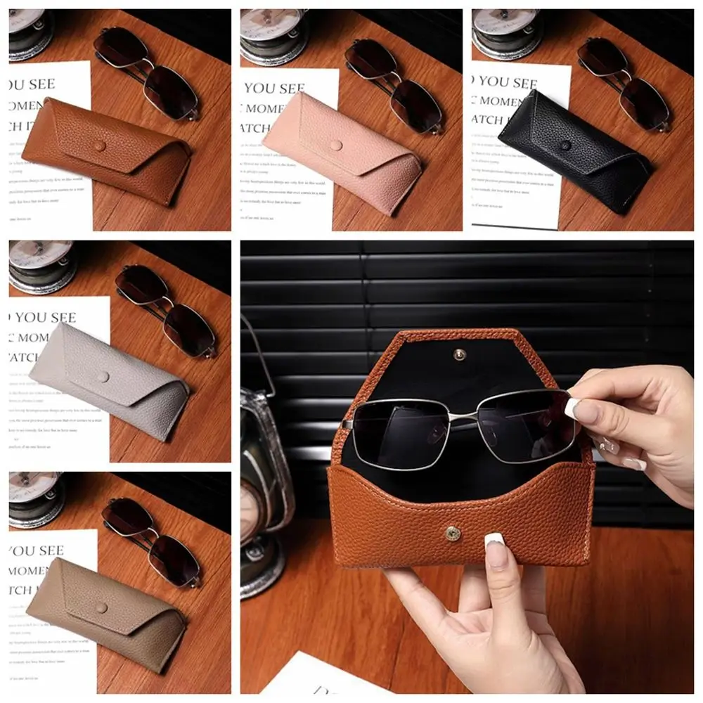 

Waterproof Leather Sunglasses Box Bag Elegant Soft Solid Color Portable Simple Outdoor