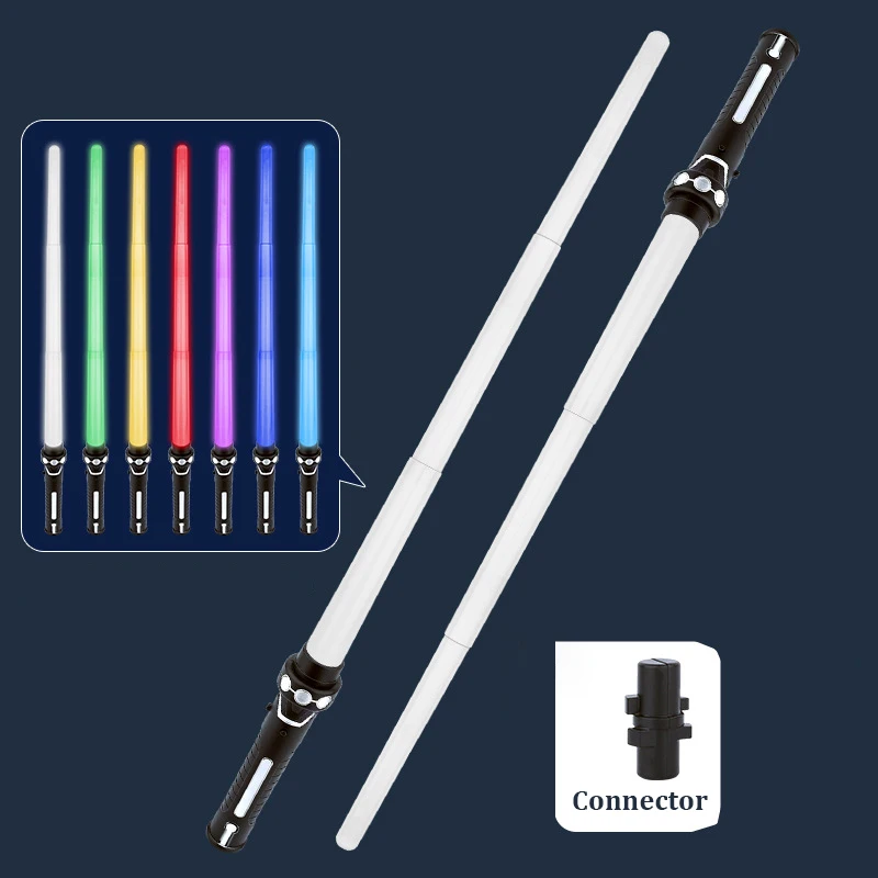 

New 2 In 1 Lightsaber RGB 7 Colors Telescopic Lightsaber Laser Double Switch Sword Toys Sound And Light Boy Luminous Toy Gifts