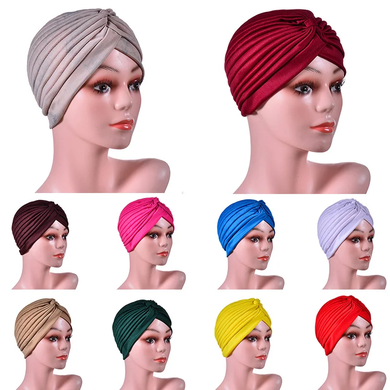 

Fashion Muslim Women Turban India Headscarf Sleep Night Cap Beanie Bonnet Hair Loss Chemo Caps Islamic Hat Stretch Head Wrap