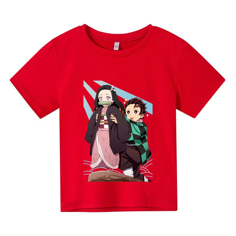 

Summer Outdoor Sports Breathable New Children's Cartoon Anime Print Street Casual T-shirt Boys Girls O Neck Short Sleeves 4T-14T