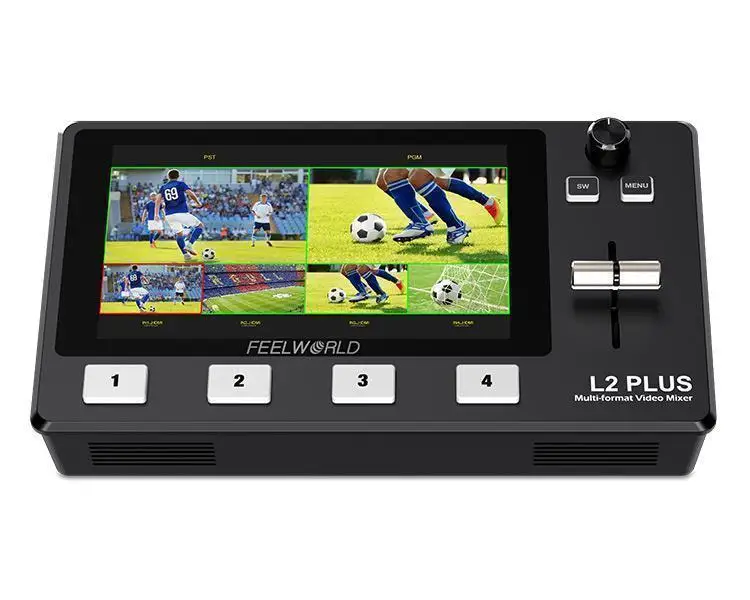 Фото Видеомикшер FEELWORLD L2 PLUS для нескольких камер с 5,5-дюймовым сенсорным экраном, функцией Chroma Key и USB 3.0 для прямых трансляций и свадебных мероприятий №1