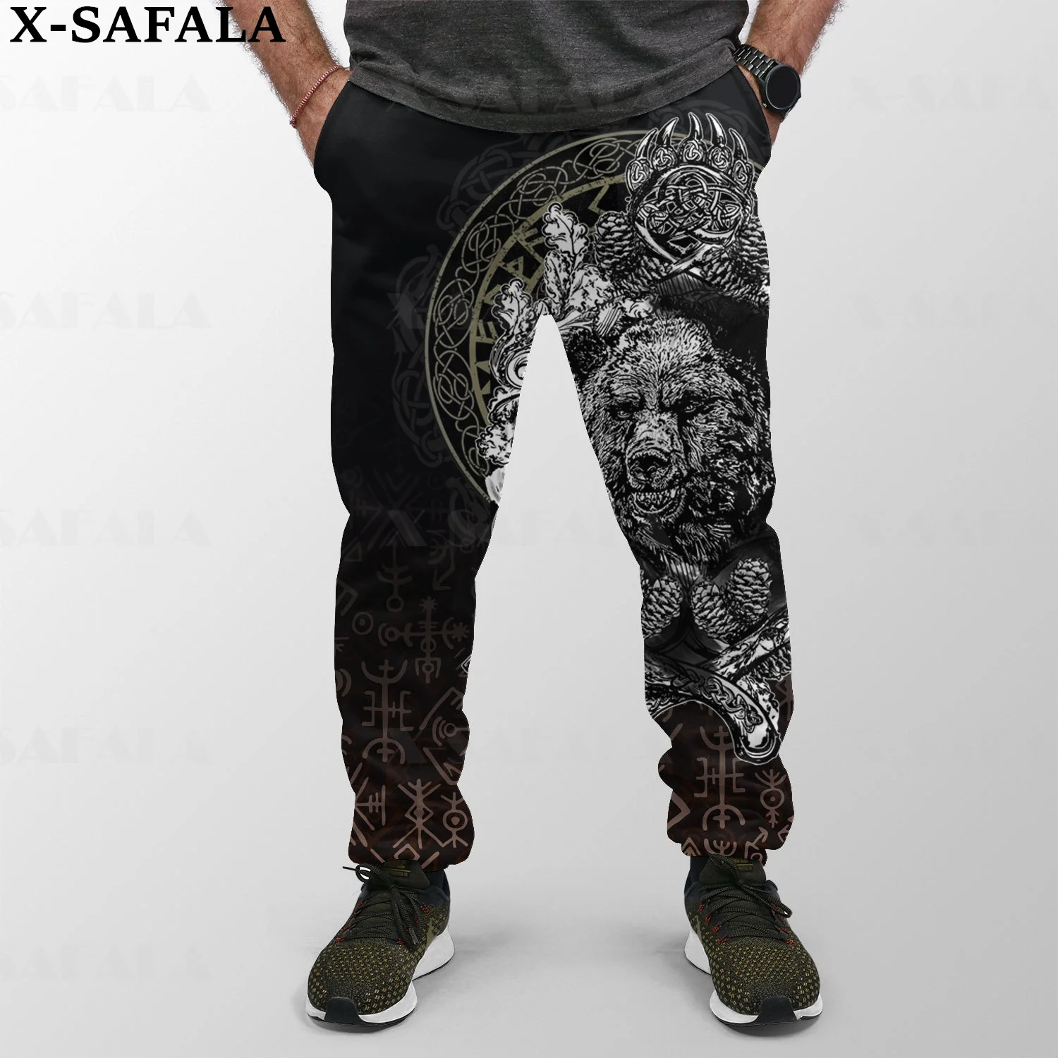 

Viking Samurai Warrior Tattoo Bear 3D All Print Trousers Men Sweatpants Casual Long Joggers Streetwear Autumn Warm Sports Pants