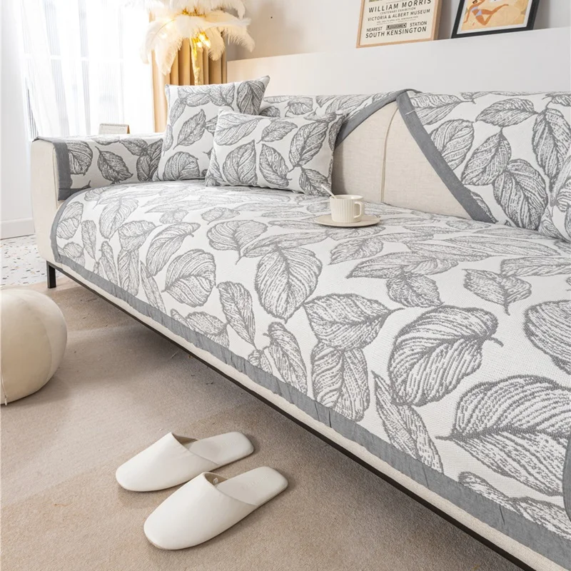 

Нескользящий чехол для 1/2/3/4-местного дивана с листьями в скандинавском стиле, универсальный чехол на диван, полотенце, современный простой ...