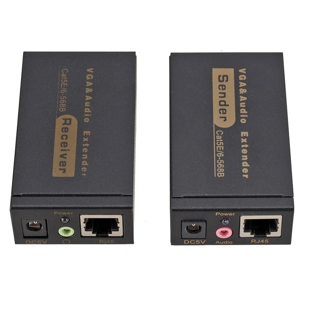 PzzPss 100 м HD 1080P UTP VGA удлинитель RJ45 1x1 сплиттер с аудио 3 5 мм RJ45/Cat5e/6 Ethernet-кабель для