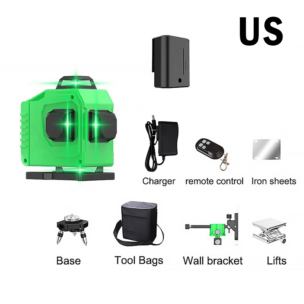 

16-line Leveler Horizontal Vertical Automatic Self-leveling Leveler Indoor Outdoor, Type 2, Blue Light, EU Plug