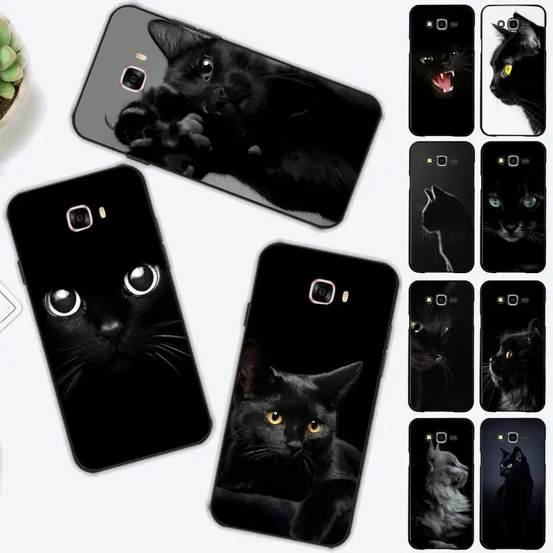 

Black Cat Staring Eye On Phone Case for Samsung J 2 3 4 5 6 7 8 prime plus 2018 2017 2016 core