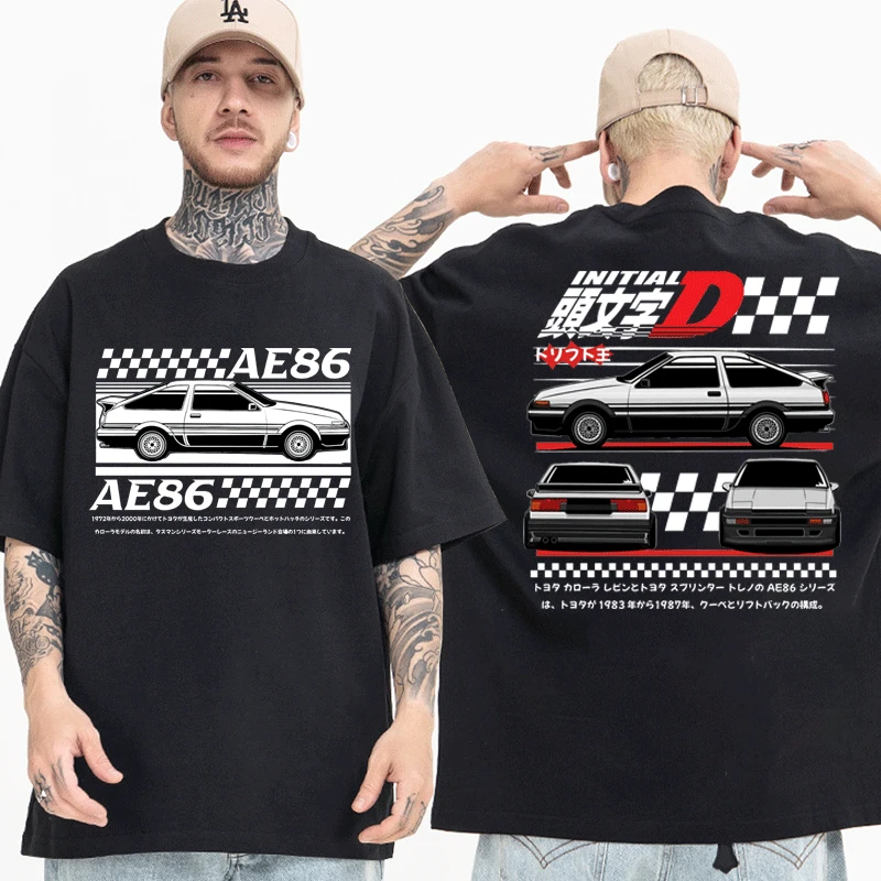 

Initial D Manga Hachiroku Shift Drift Men T-shirt Takumi Fujiwara Tofu Shop Delivery AE86 Clothing T Shirt Short Sleeve Unisex