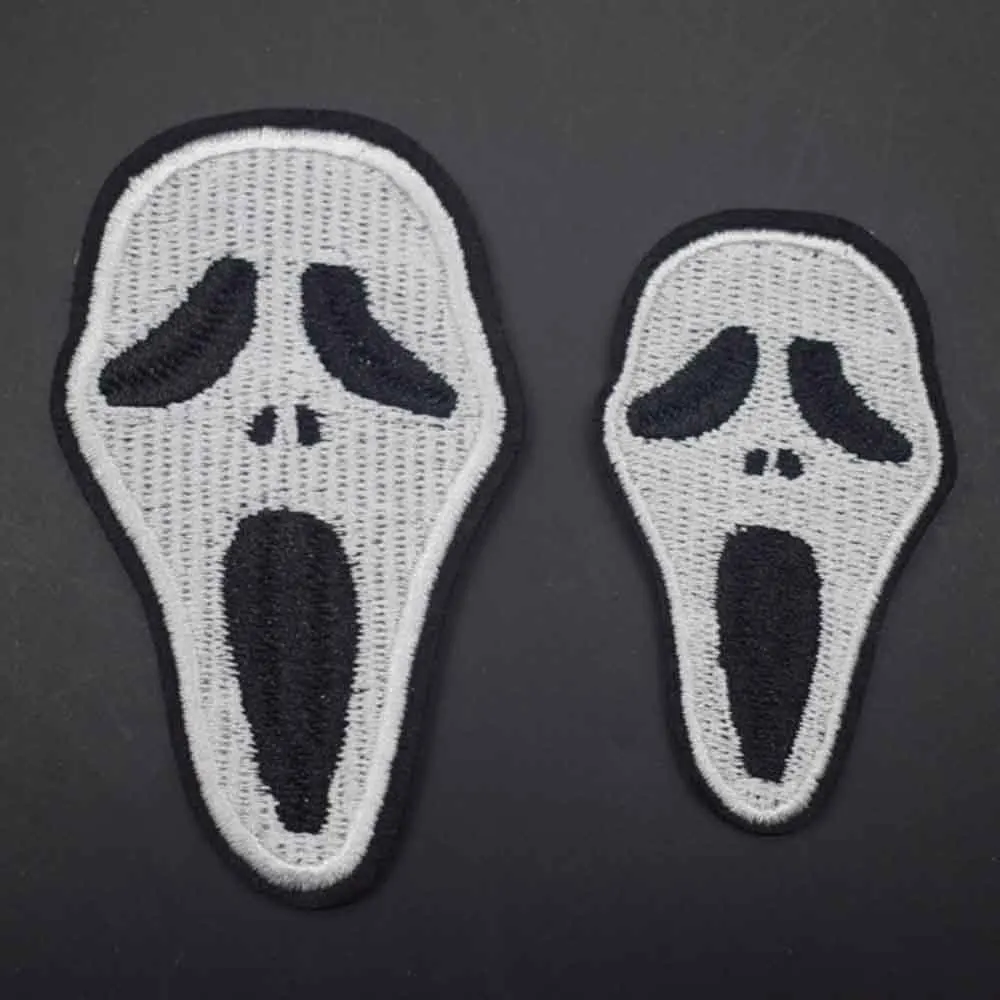 Ужас Хэллоуин крутая страшная белая маска с криком вышитая нашивка для одежды