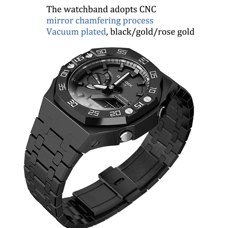 Дешево CasiOak Mod Kit GEN4 GA2100 металлический ободок для Casio видоизменение 3-го поколения резиновый чехол для часов Ремешок GA 2100/2110 сталь