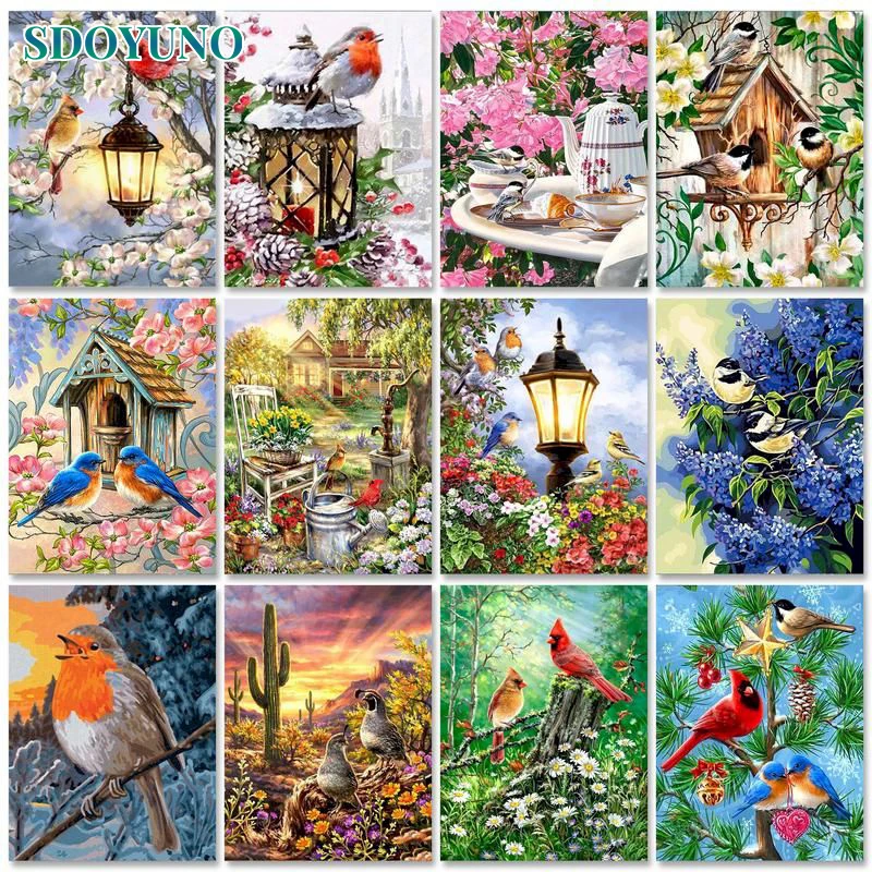 

Акриловая краска по номерам SDOYUNO, животные, ручная краска, картина, краска, птицы, Раскраска по номерам, искусство, искусство