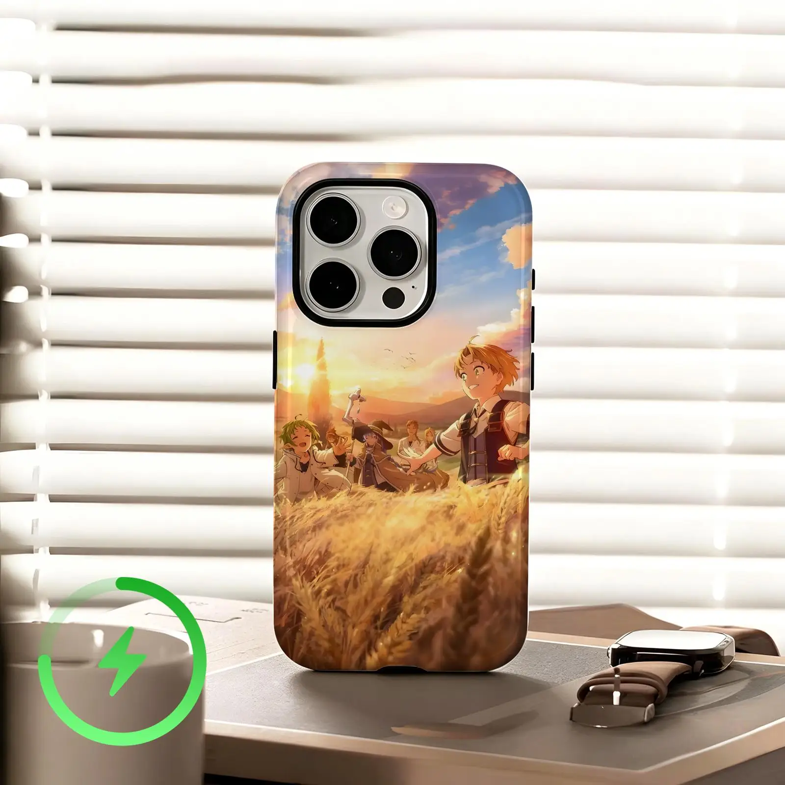 Фото Чехол для телефона Mushoku Tensei для iPhone 17, 16, 16e, 15, 14, 13, 12 Plus Pro Max, глянцевый, с магнитной пленкой №4