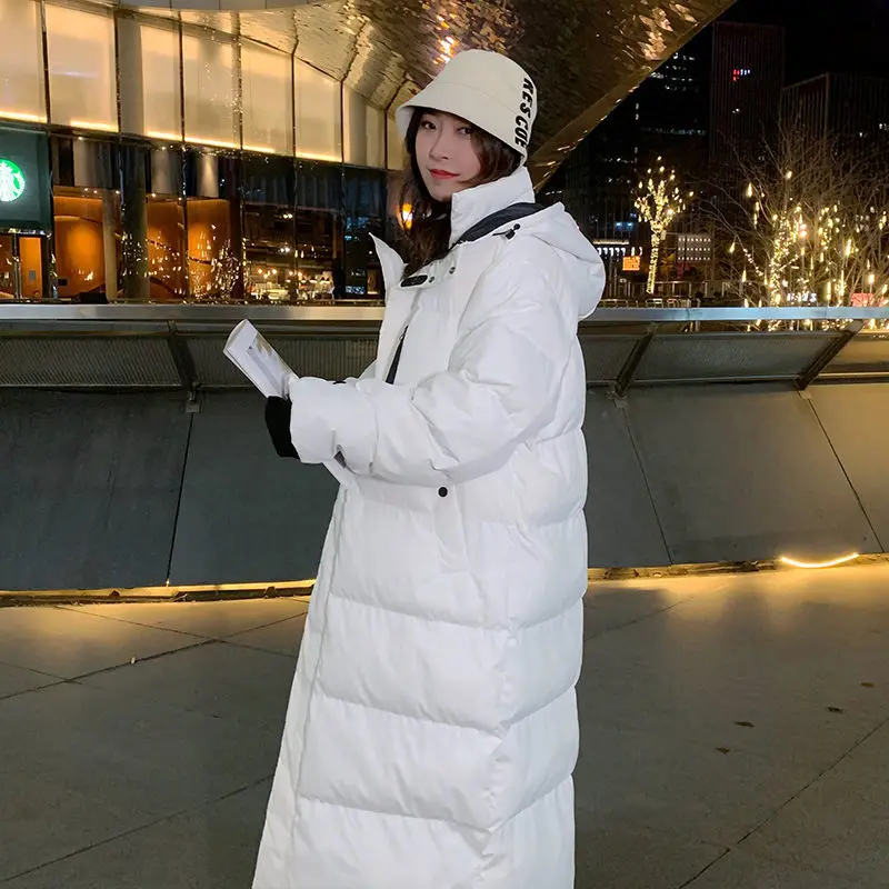 Winter Loose Hooded Parkas Jackets Women Thicken Warm Long Korean Cotton Padded Coats New Outwear Ladies Pockets Tops S57