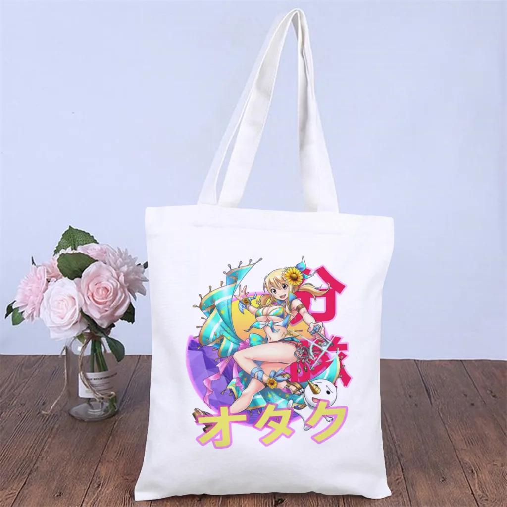 

Cute Lucy HeartfiliaHandbag Fairy Tail Anime Shoulder Canvas Bags Adults Storage Pocket Shopper HandBags Kawaii Pouch Tote Bag