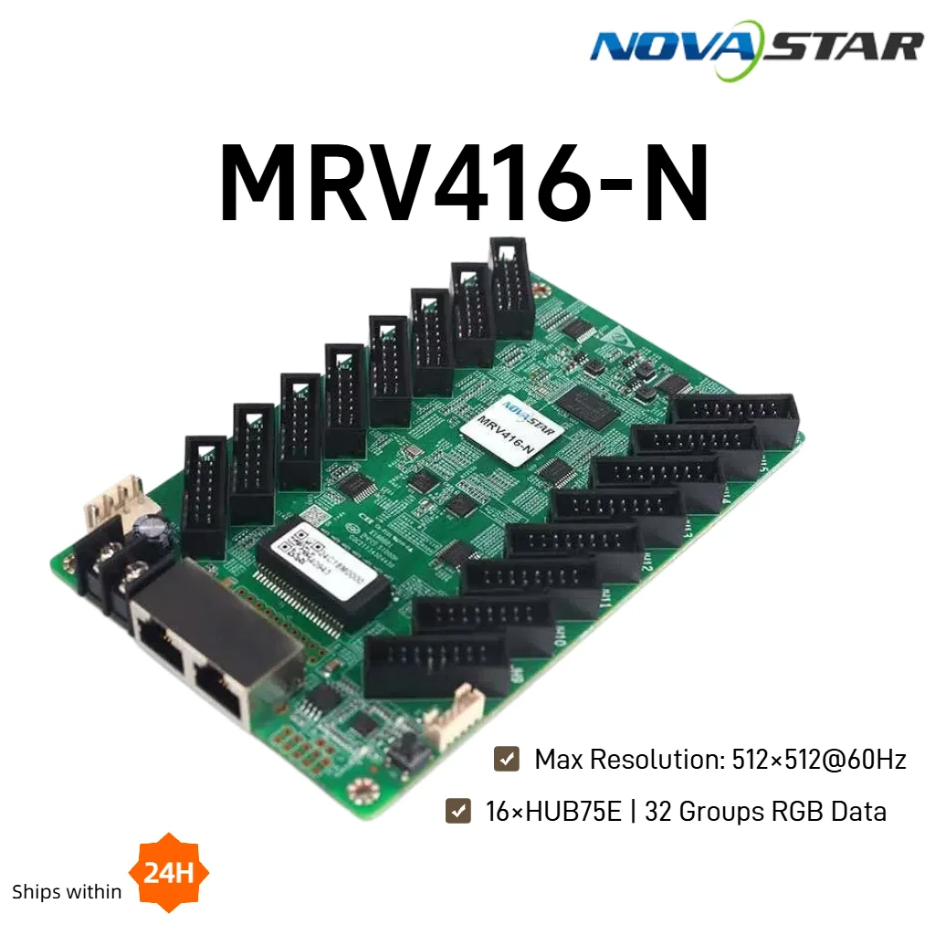 Фото Приемная карта NovaStar MRV416-N для LED-дисплеев с 16 портами HUB75E, поддержка 512×512@60Гц для LED-видеостен №2