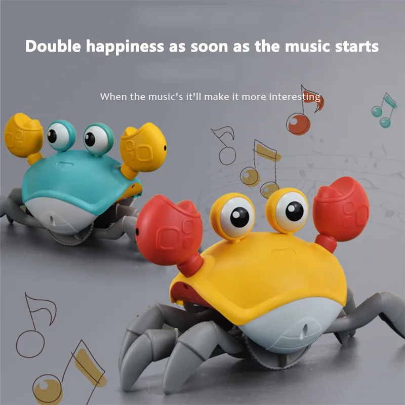 Induction Crawling Crab Baby Toy with Music Rechargeable Automatic Obstacle Avoidance Children Interactive Toy Birthday Gift