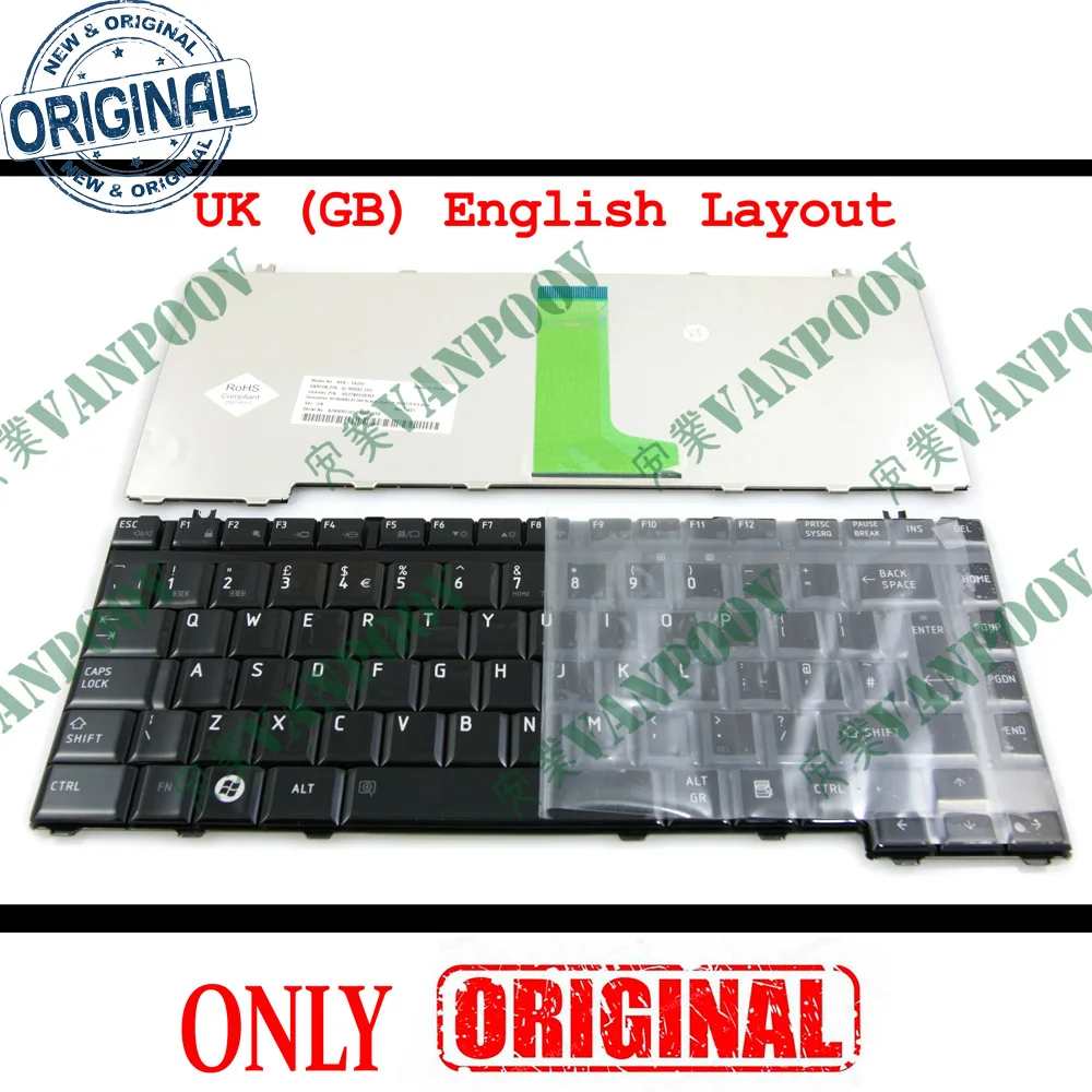 Фото Английская клавиатура для ноутбука Toshiba Satellite A200 A205 A210 A215 A300 A305 A305D A350 A350D A355 M300 M200 M305 глянцевый черный №1