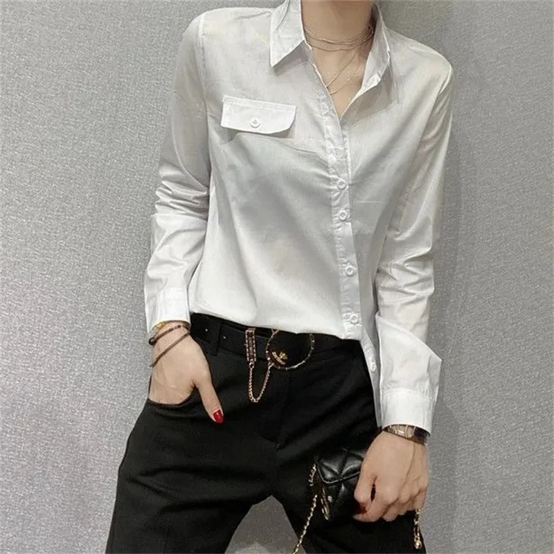 Европейские товары Женская Однотонная рубашка с длинным рукавом пальто