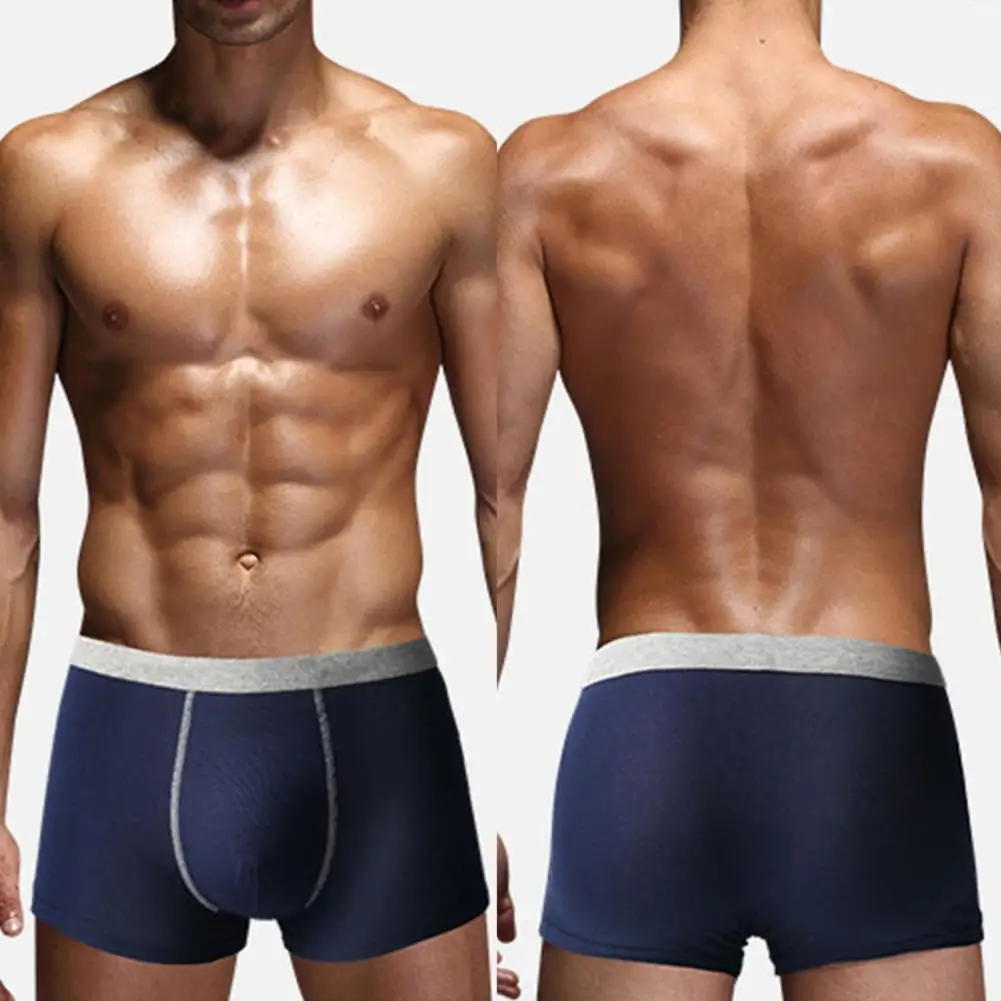 

Men Boxers Contrast Colors Plus Size Soft Breathable Male Briefs for Sleeping