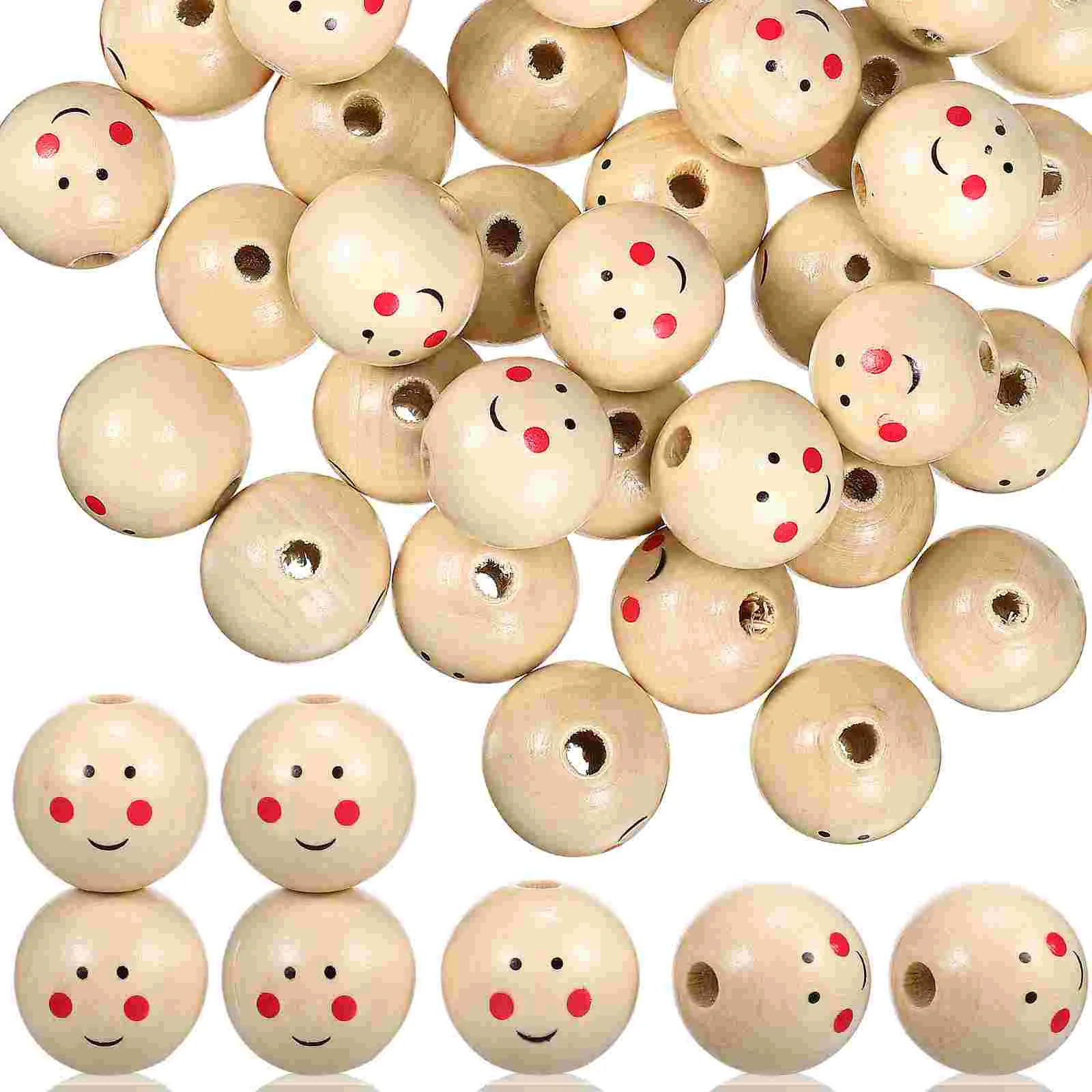 

Smile Face Wooden Beads Natural Wood Beads Spacer Beads Crafts Diy Decoration Jewelry Making Supplies