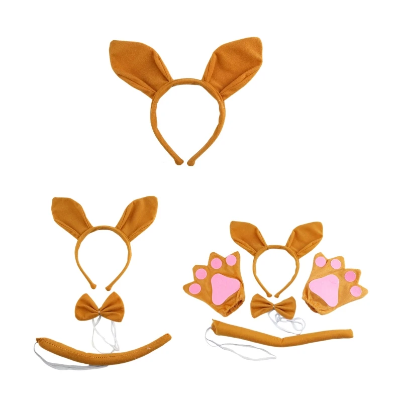 

Kangaroo Ears Headband Bowtie Gloves Tail for Cosplay Costume Party Decorations
