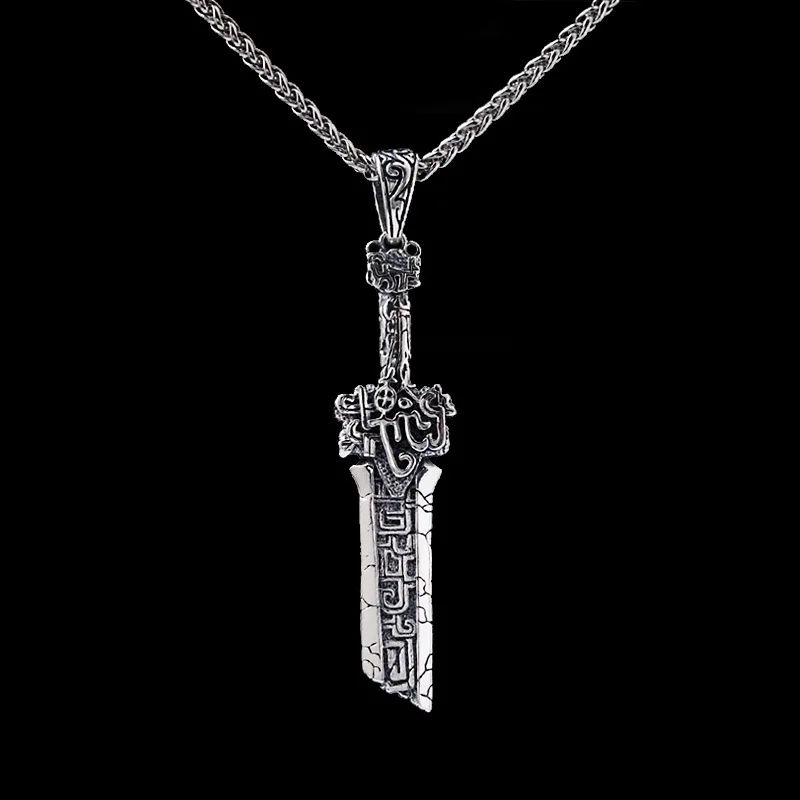 

[316L Stainless Steel] Fashion Broken Sword Personality Domineering Pure Hand-made Men's Necklace Pendant Birthday Gift