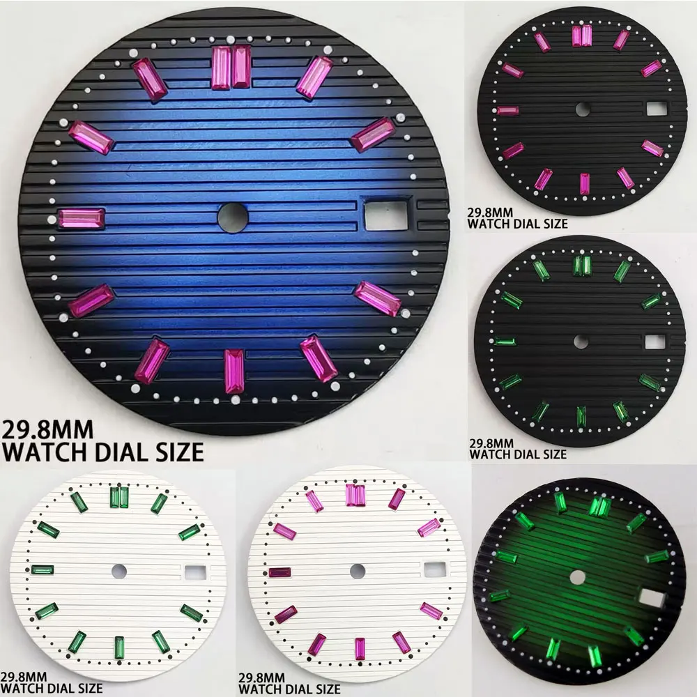 

29.8mm Watch Dial Face Accessories Fit for NH35A NH36A Automatic Movement Date Window Black Blue Green White Color
