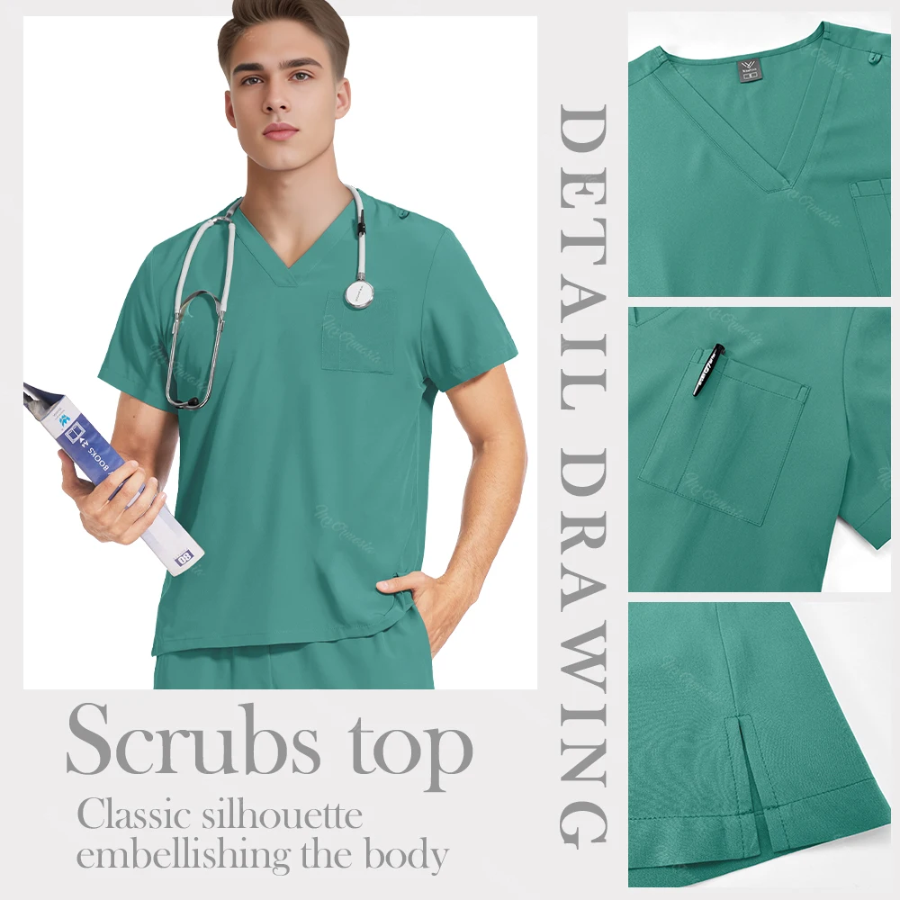 Nurse Uniforms Woman Short Sleeve V Neck Top Scrubs Jogger Pants Medical Set Women Summer Casual Uniformes Clinicos Mujer