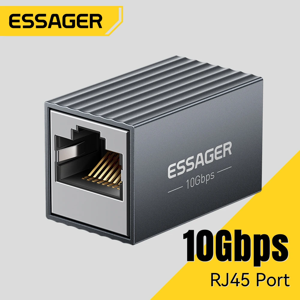 Фото Соединитель Essager RJ45, удлинитель сети 10 Гбит/с для кабеля Cat8/7/6/5e Gigabit Ethernet, адаптер, переходник «мама-мама» №1